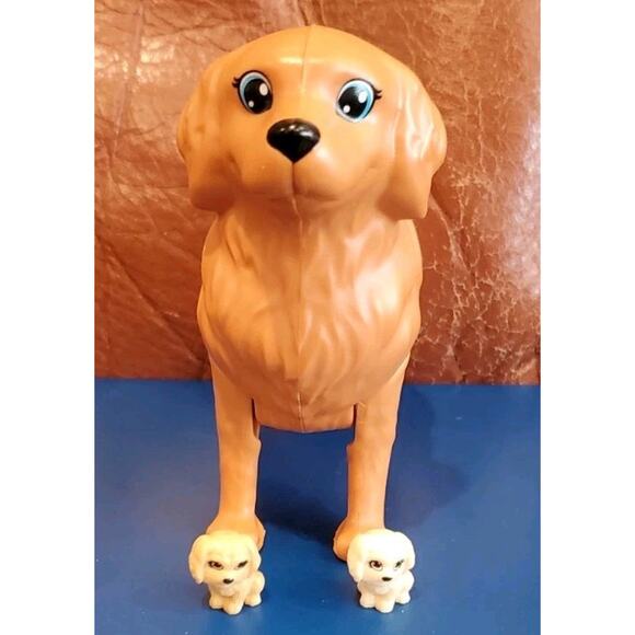 Barbie 5 Inch Pregnant Brown Labrador Dog 2 Puppies Newborn Playset Replacements - Picture 1 of 11